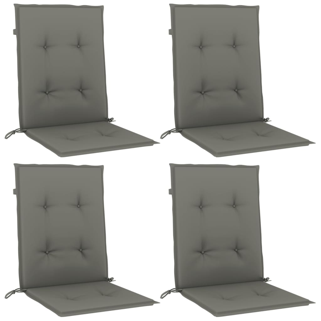 stolehynder med lav ryg 4 stk. 100x50x4 cm stof mørkegrå