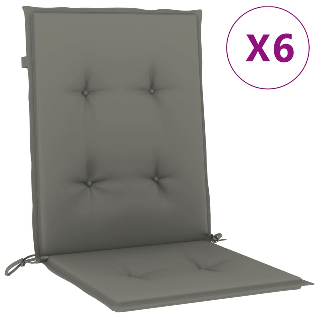 stolehynder med lav ryg 6 stk. 100x50x4 cm stof mørkegrå