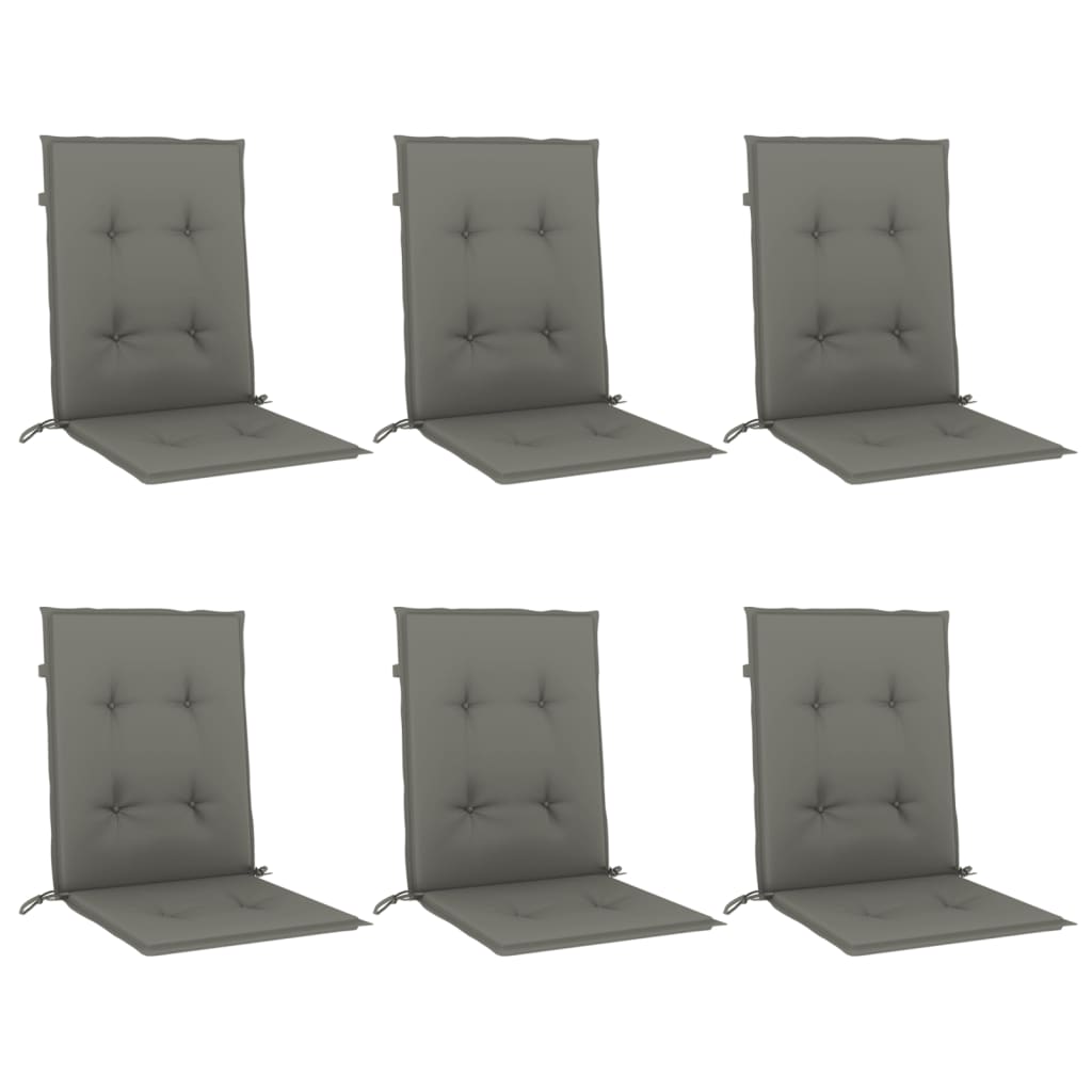 stolehynder med lav ryg 6 stk. 100x50x4 cm stof mørkegrå