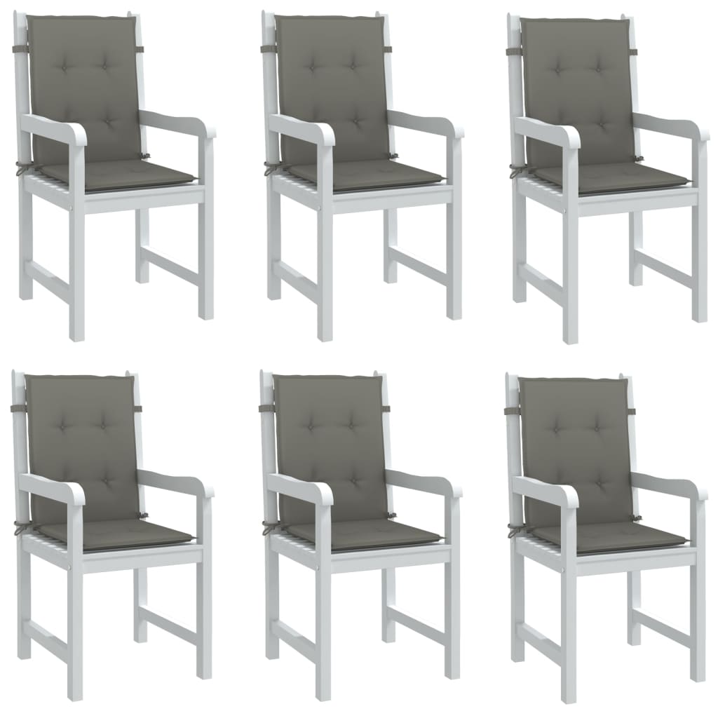 stolehynder med lav ryg 6 stk. 100x50x4 cm stof mørkegrå