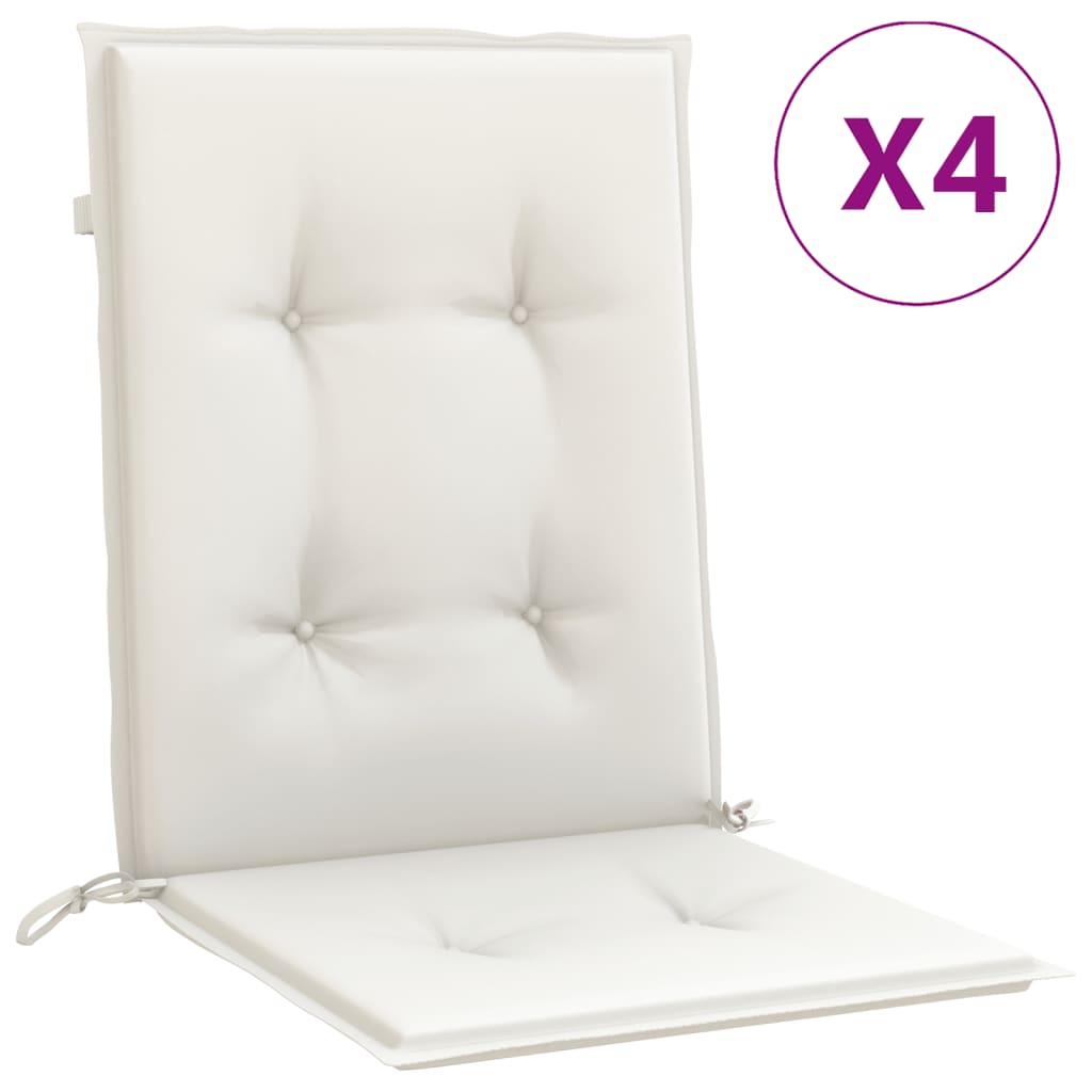 stolehynder med lav ryg 4 stk. 100x50x4 cm stof cremefarvet