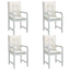 stolehynder med lav ryg 4 stk. 100x50x4 cm stof cremefarvet