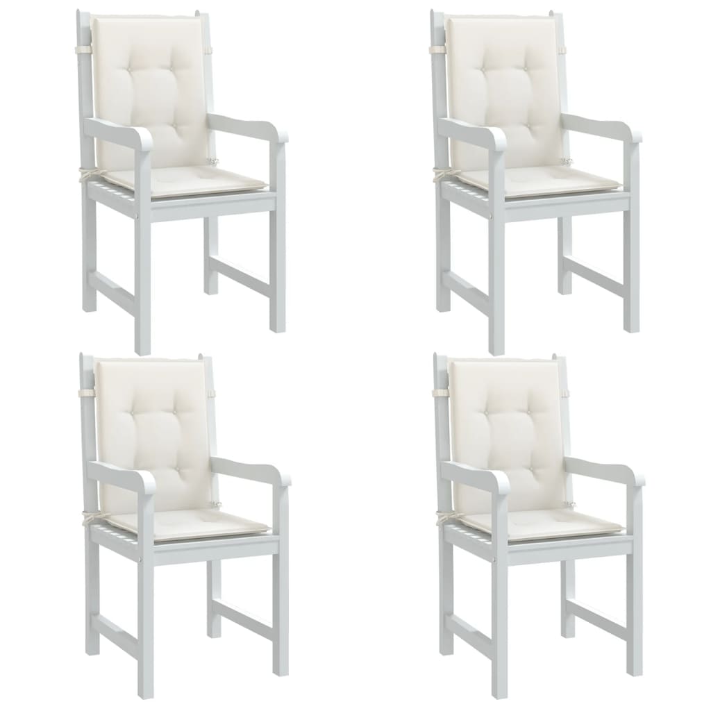 stolehynder med lav ryg 4 stk. 100x50x4 cm stof cremefarvet