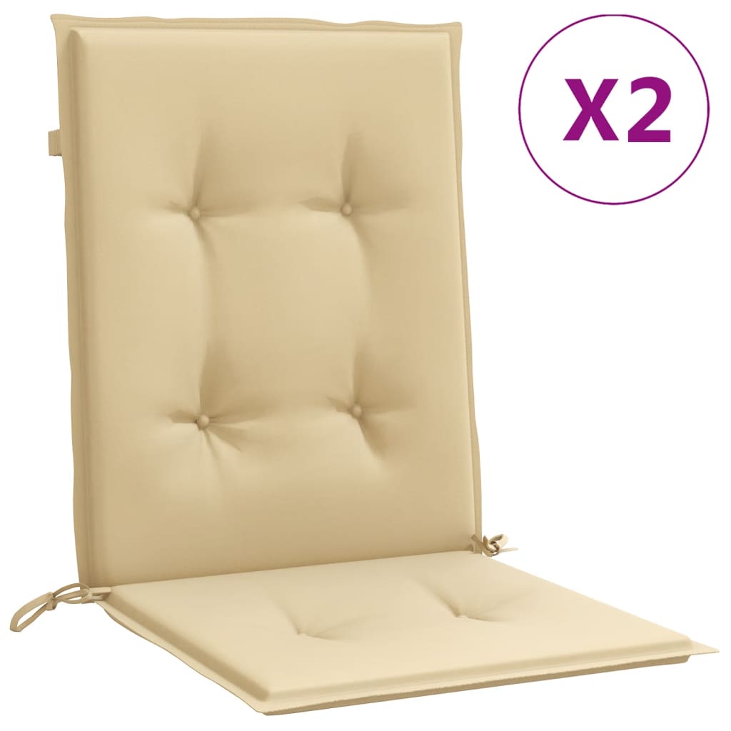 stolehynder med lav ryg 2 stk. 100x50x4 cm stof beige