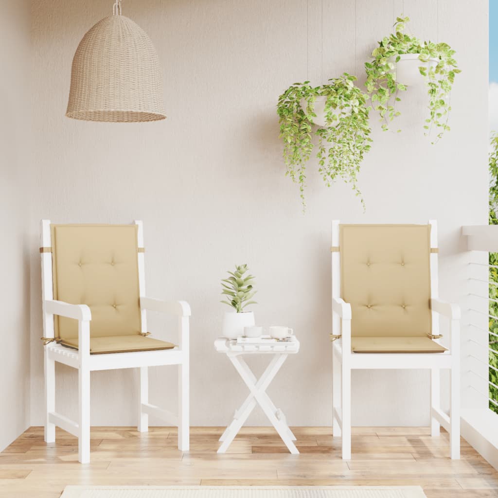 stolehynder med lav ryg 2 stk. 100x50x4 cm stof beige