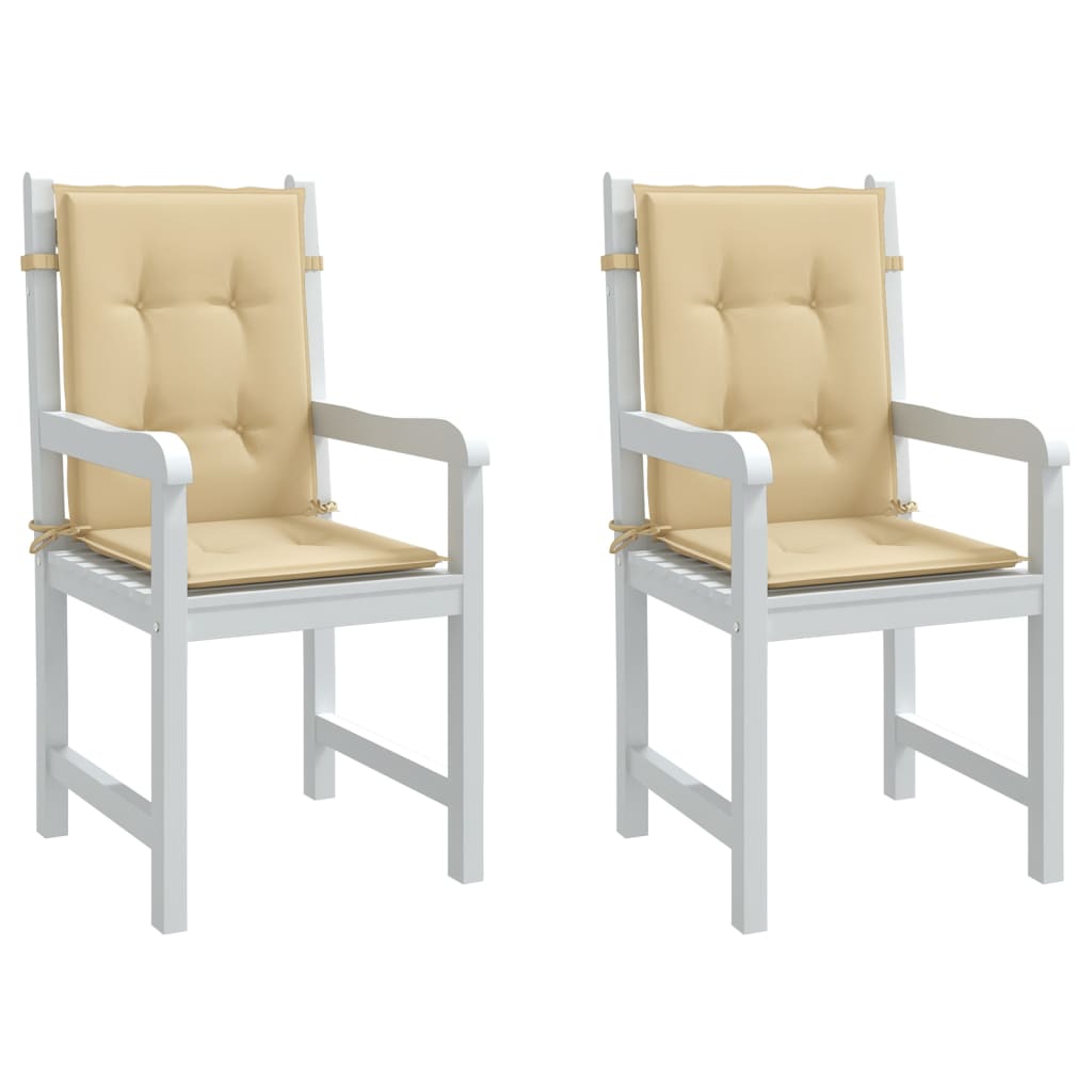 stolehynder med lav ryg 2 stk. 100x50x4 cm stof beige