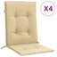 stolehynder med lav ryg 4 stk. 100x50x4 cm stof beige