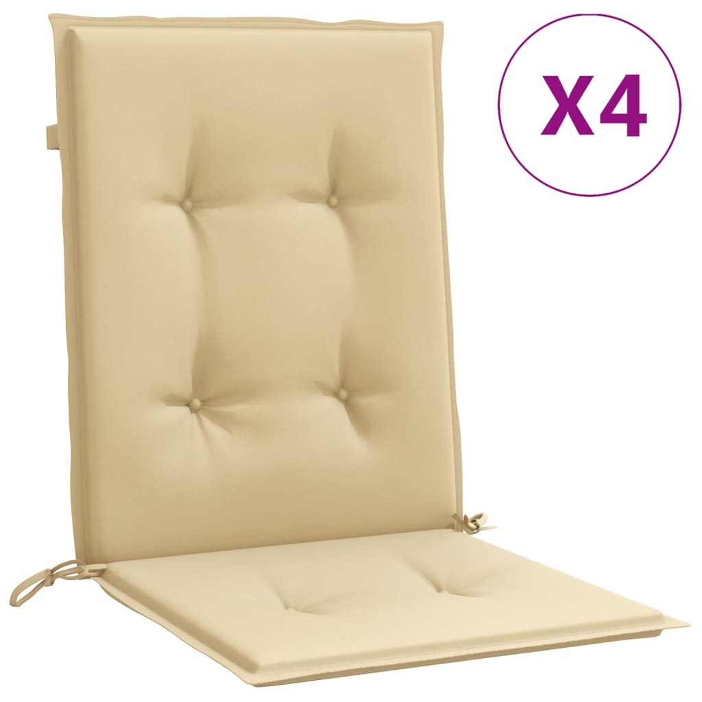 stolehynder med lav ryg 4 stk. 100x50x4 cm stof beige
