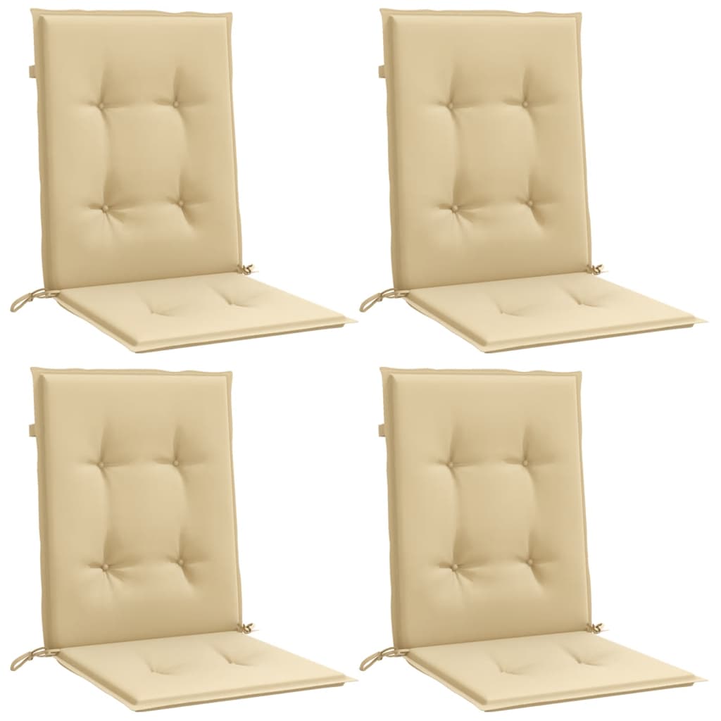 stolehynder med lav ryg 4 stk. 100x50x4 cm stof beige
