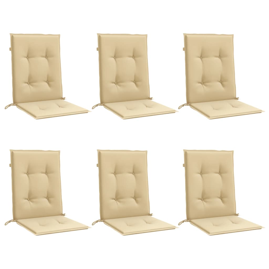 stolehynder med lav ryg 6 stk. 100x50x4 cm stof beige