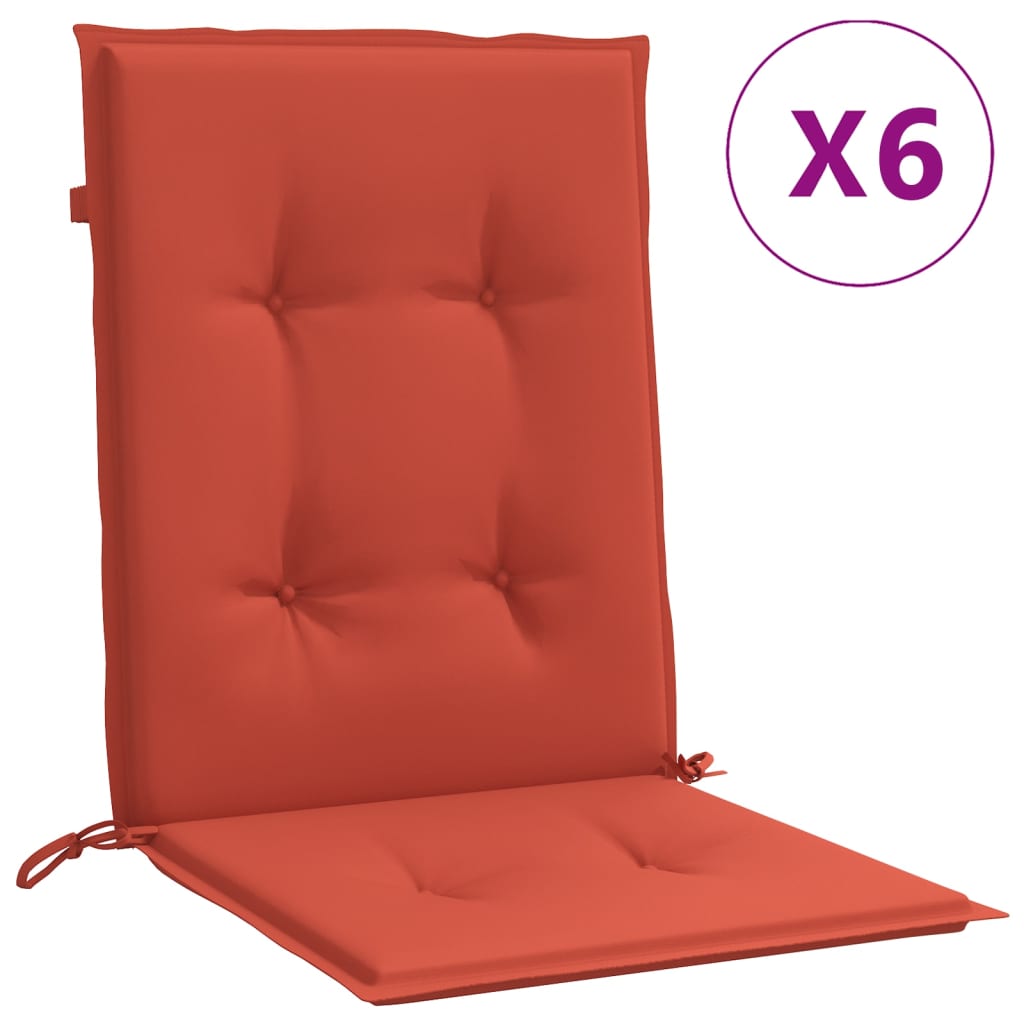 stolehynder med lav ryg 6 stk. 100x50x4 cm stof red