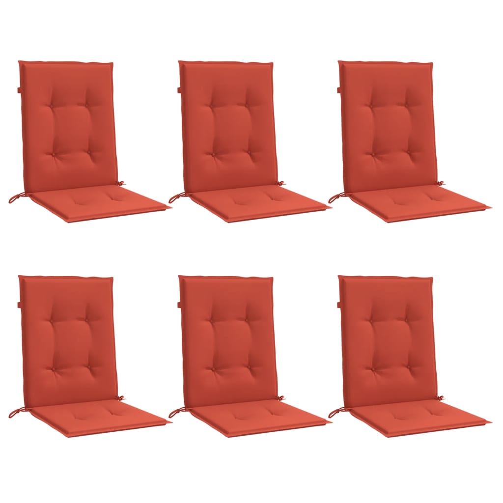 stolehynder med lav ryg 6 stk. 100x50x4 cm stof red