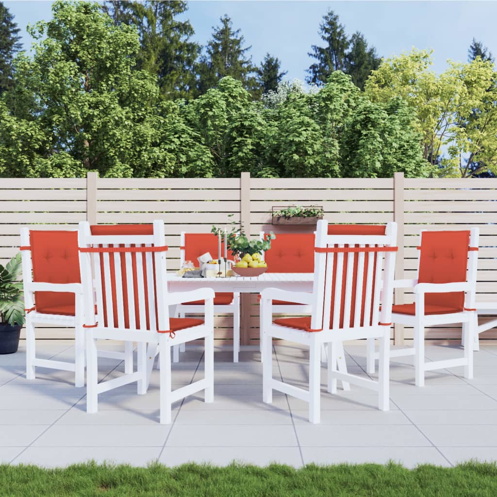stolehynder med lav ryg 6 stk. 100x50x4 cm stof red
