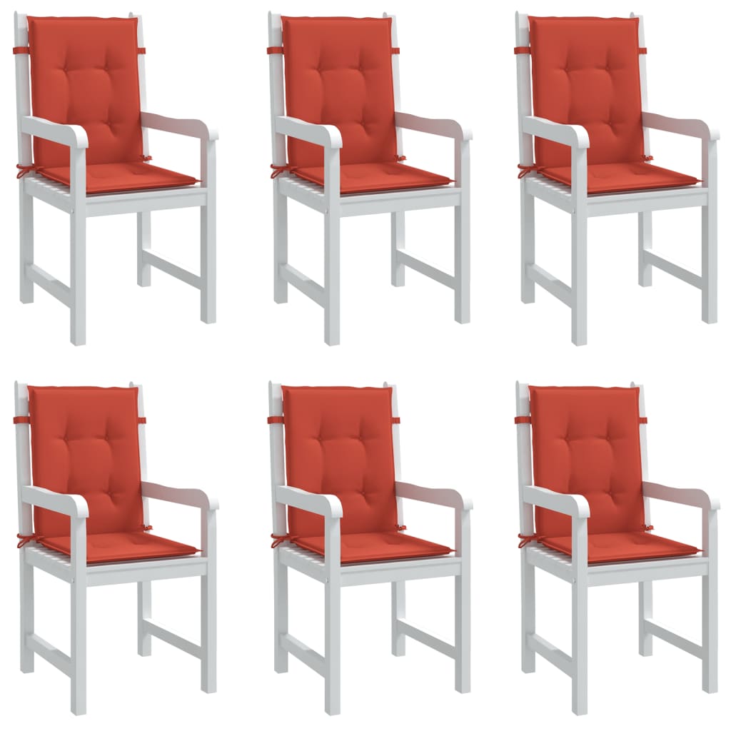 stolehynder med lav ryg 6 stk. 100x50x4 cm stof red