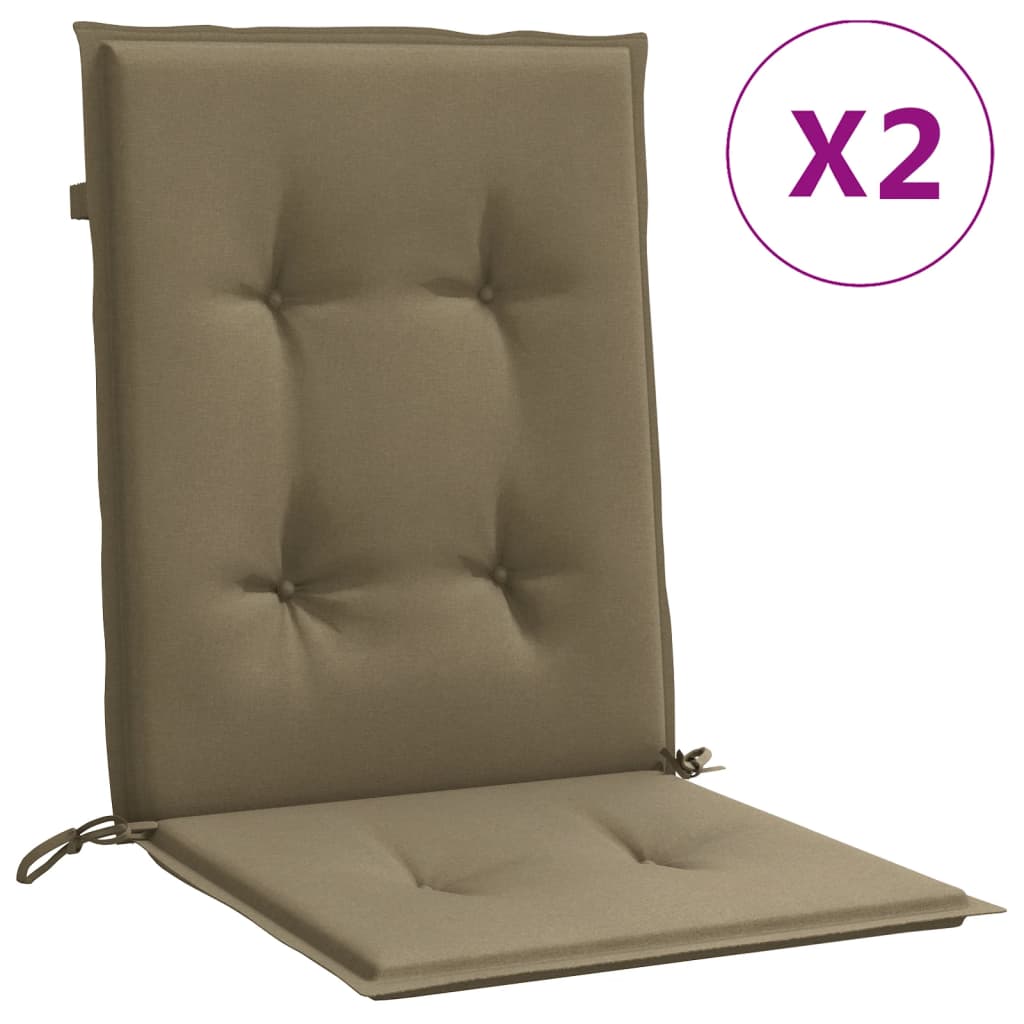 stolehynder med lav ryg 2 stk. 100x50x4 cm stof gråbrun