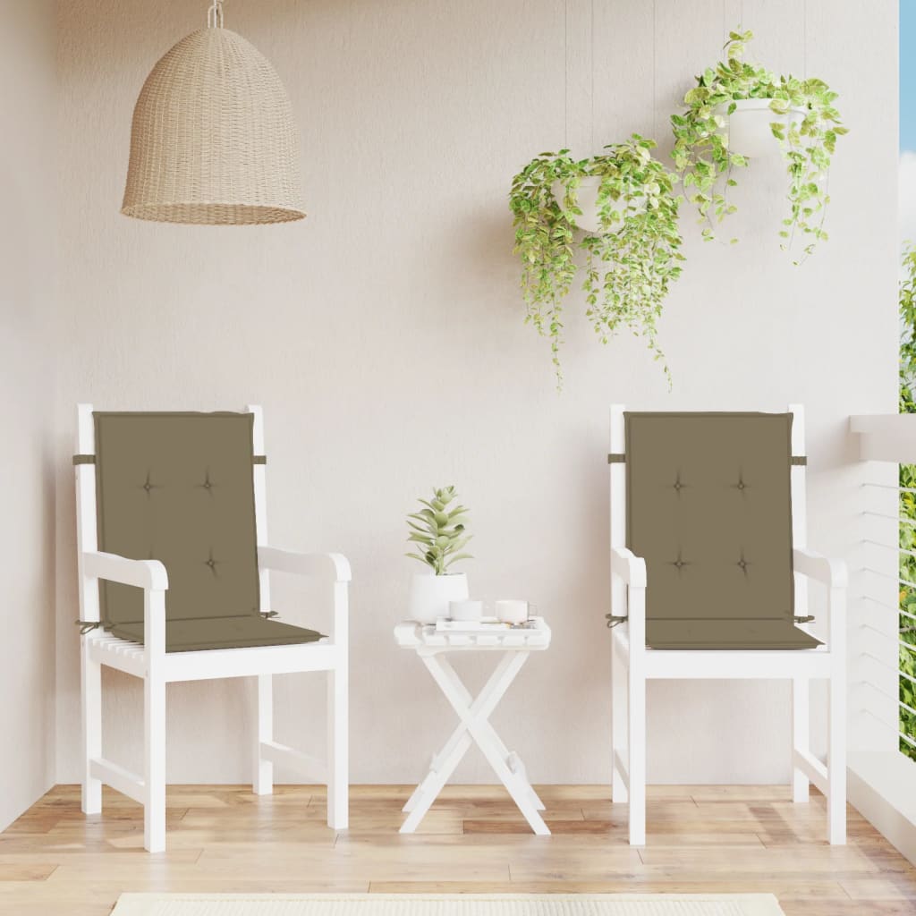 stolehynder med lav ryg 2 stk. 100x50x4 cm stof gråbrun
