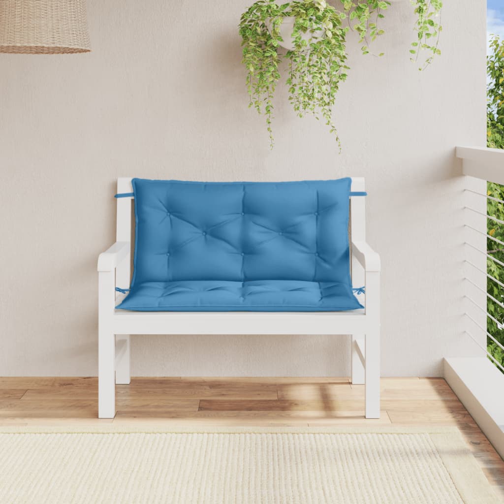 hynder til havebænk 2 stk. 100x50x7 cm stof meleret blå