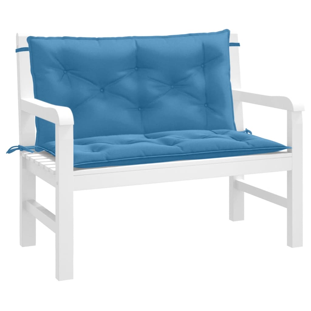 hynder til havebænk 2 stk. 100x50x7 cm stof meleret blå