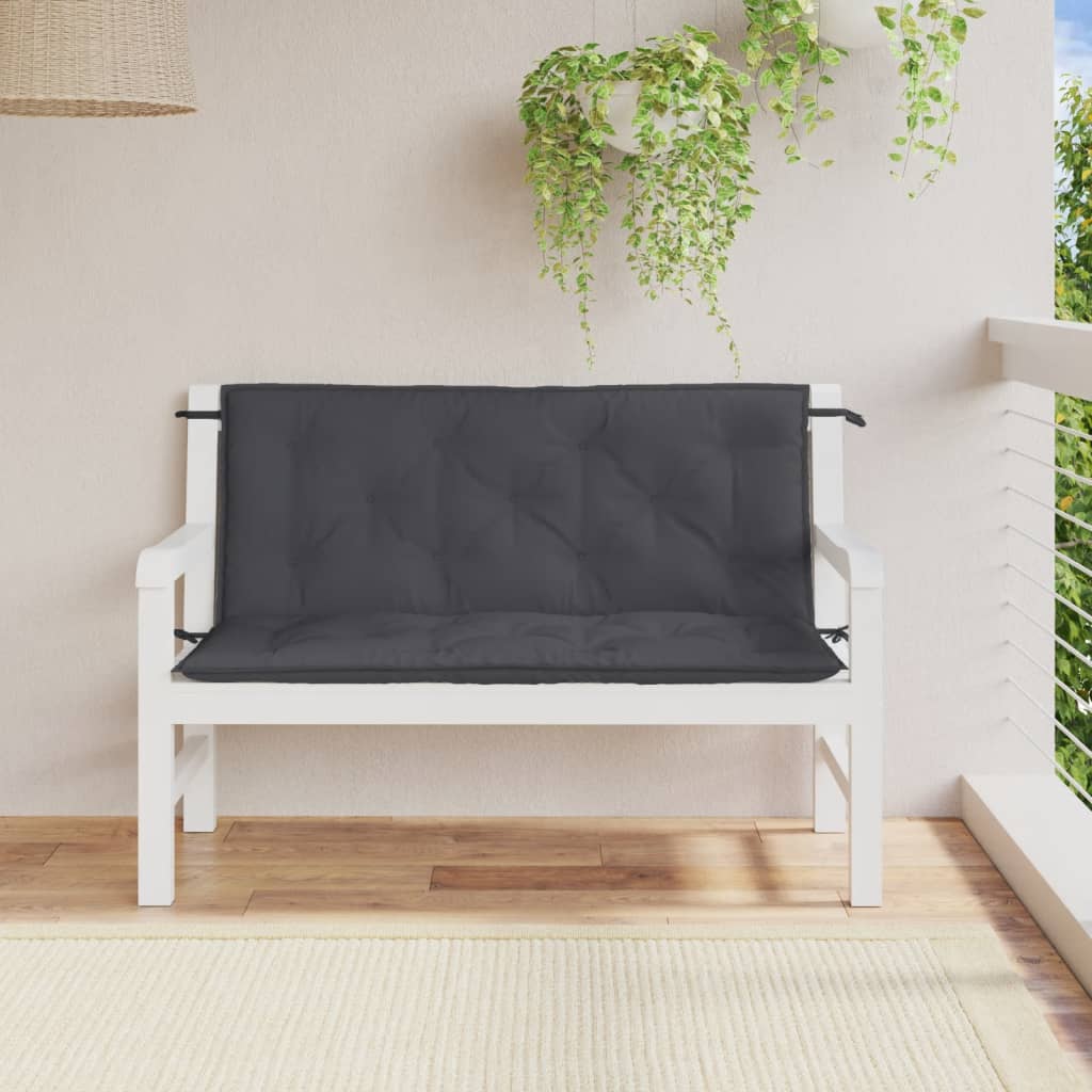 hynder til havebænk 2 stk. 120x50x7 cm stof meleret antracitgrå