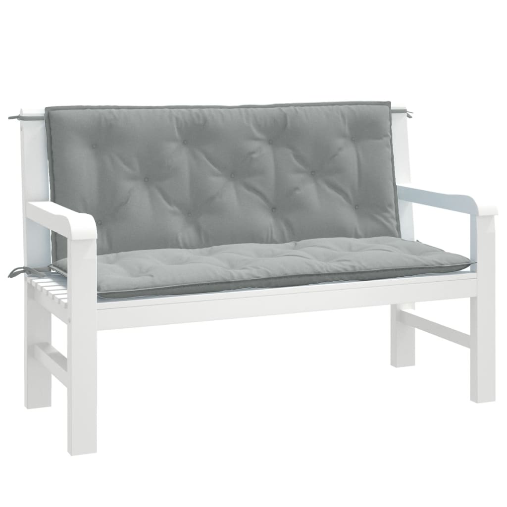 hynder til havebænk 2 stk. 120x50x7 cm stof meleret lysegrå