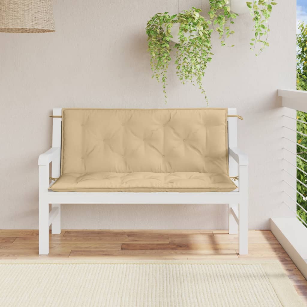 hynder til havebænk 2 stk. 120x50x7 cm stof meleret beige
