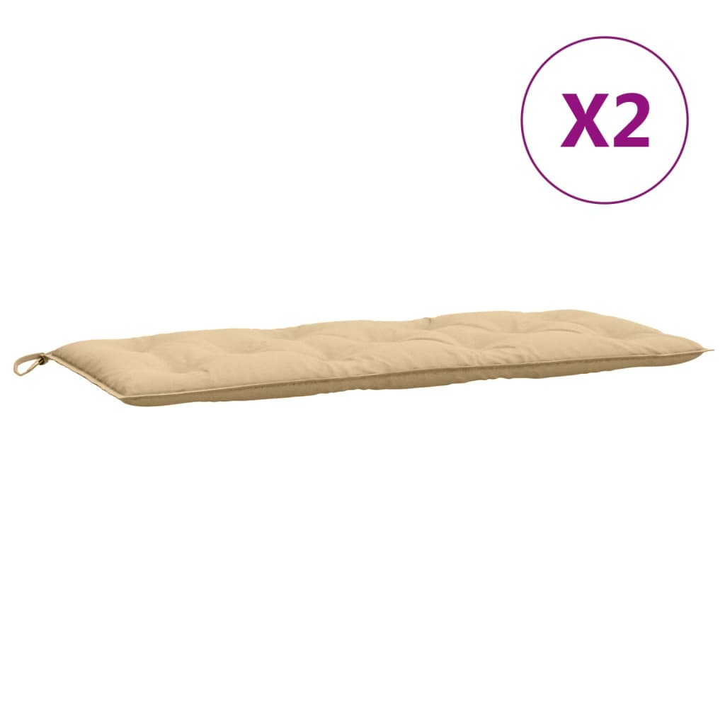 hynder til havebænk 2 stk. 120x50x7 cm stof meleret beige