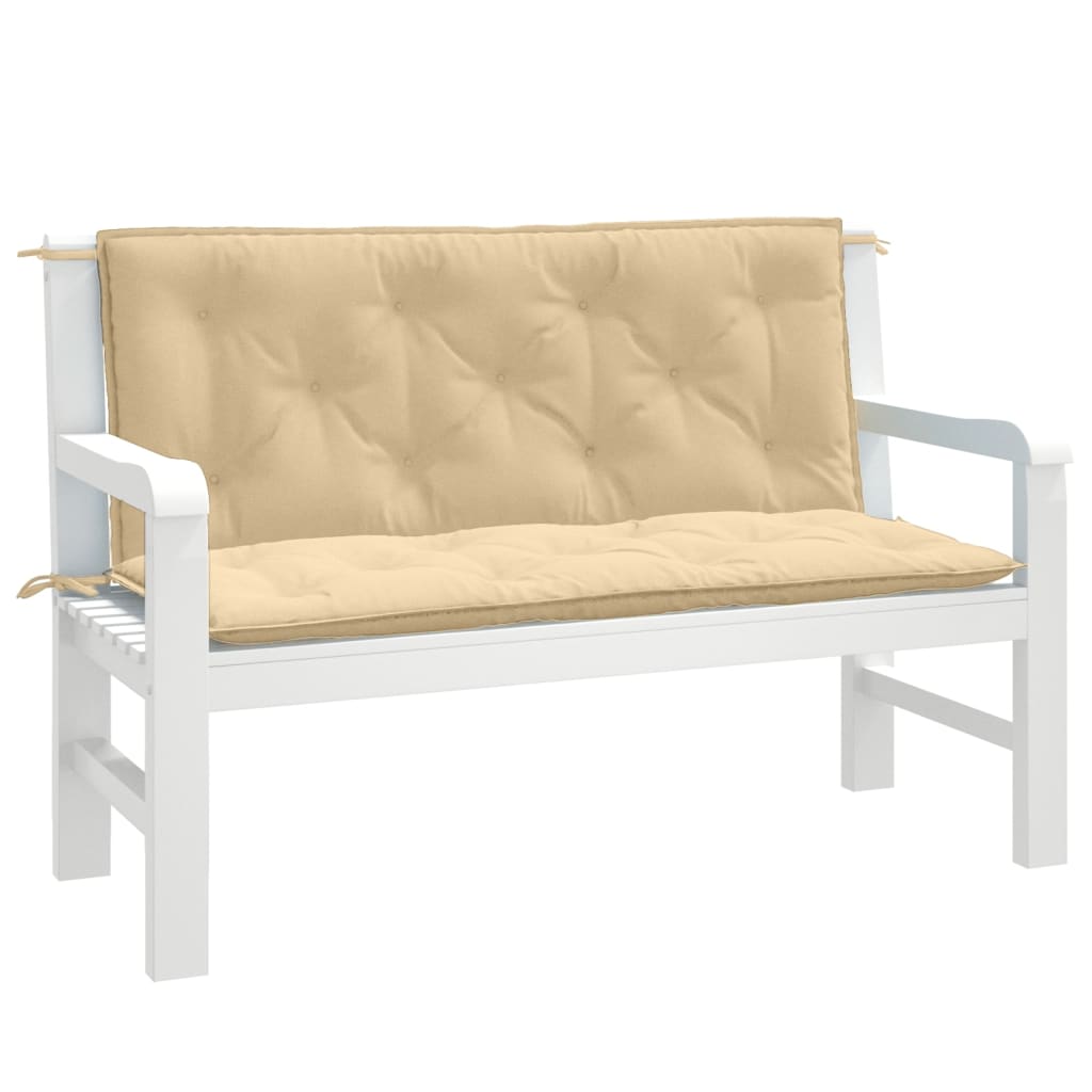 hynder til havebænk 2 stk. 120x50x7 cm stof meleret beige