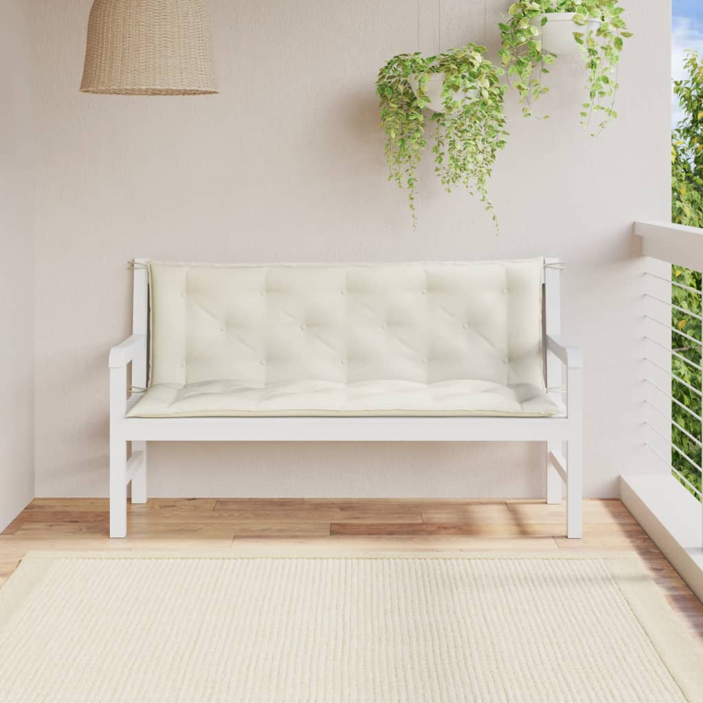 hynder til havebænk 2 stk. 150x50x7 cm stof meleret cremefarvet