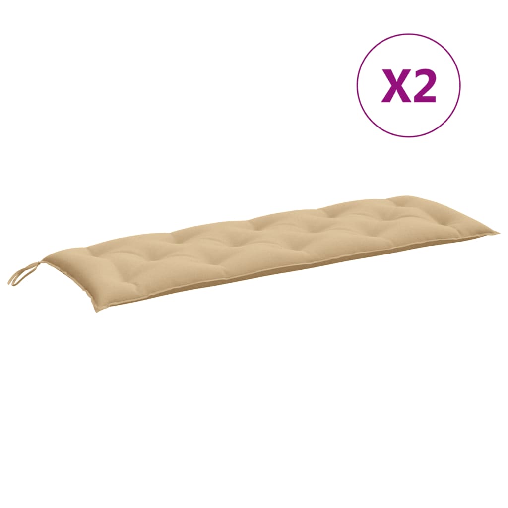 hynder til havebænk 2 stk. 150x50x7 cm stof meleret beige