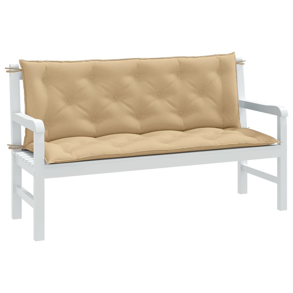 hynder til havebænk 2 stk. 150x50x7 cm stof meleret beige