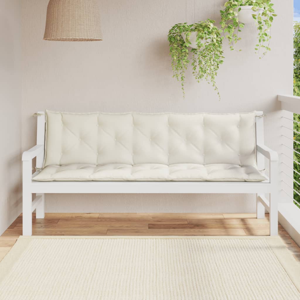 hynder til havebænk 2 stk. 180x50x7 cm stof meleret cremefarvet