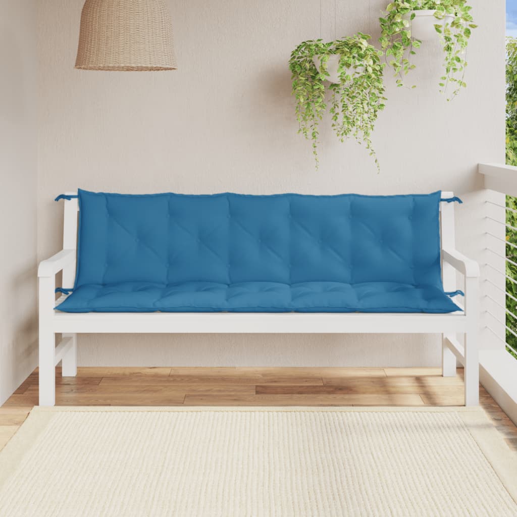 hynder til havebænk 2 stk. 180x50x7 cm stof meleret blå