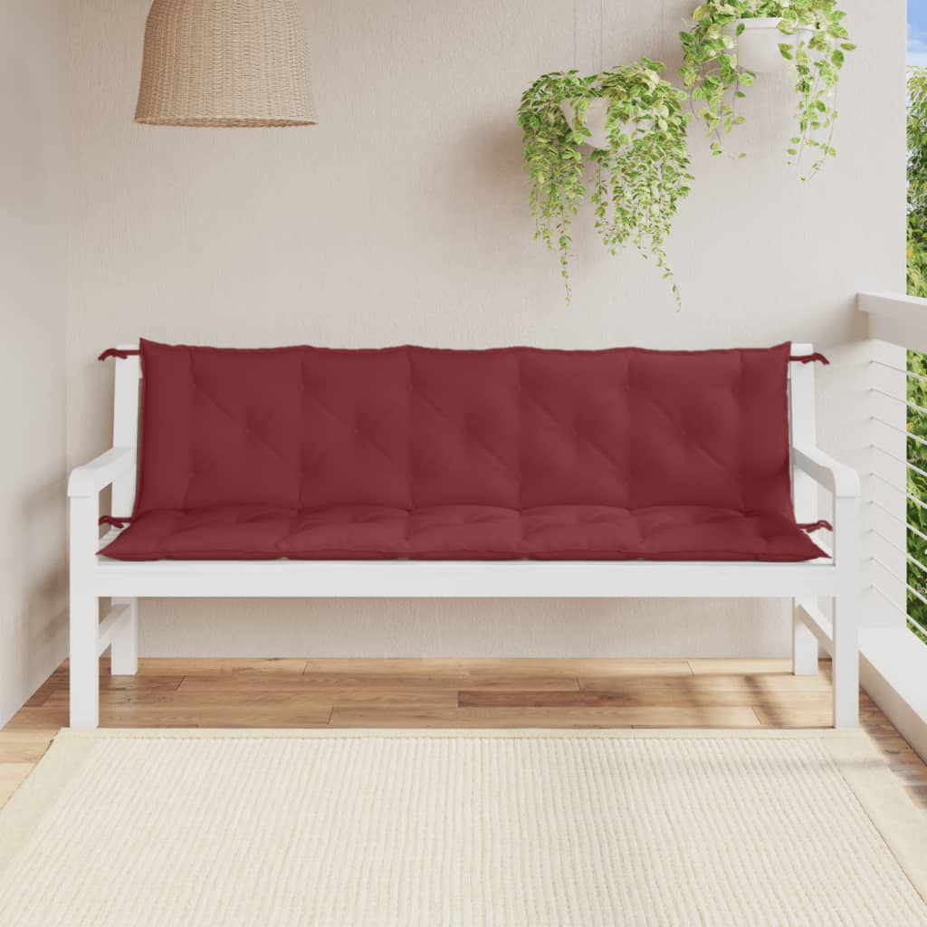 hynder til havebænk 2 stk. 180x50x7 cm stof meleret vinrød