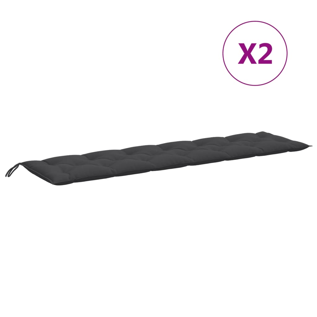 hynder til havebænk 2 stk. 200x50x7 cm stof meleret antracitgrå