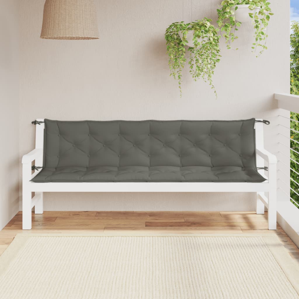hynder til havebænk 2 stk. 200x50x7 cm stof meleret mørkegrå