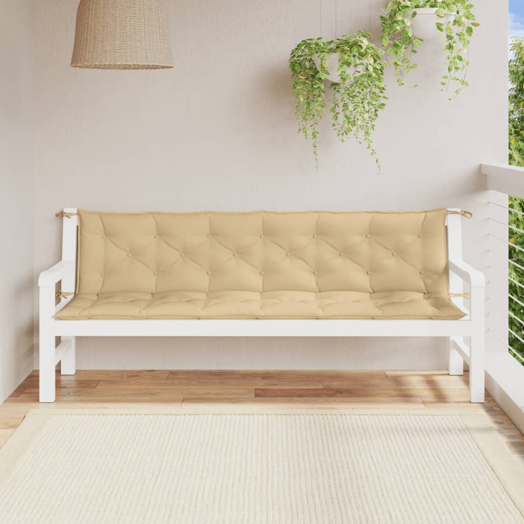 hynder til havebænk 2 stk. 200x50x7 cm stof meleret beige