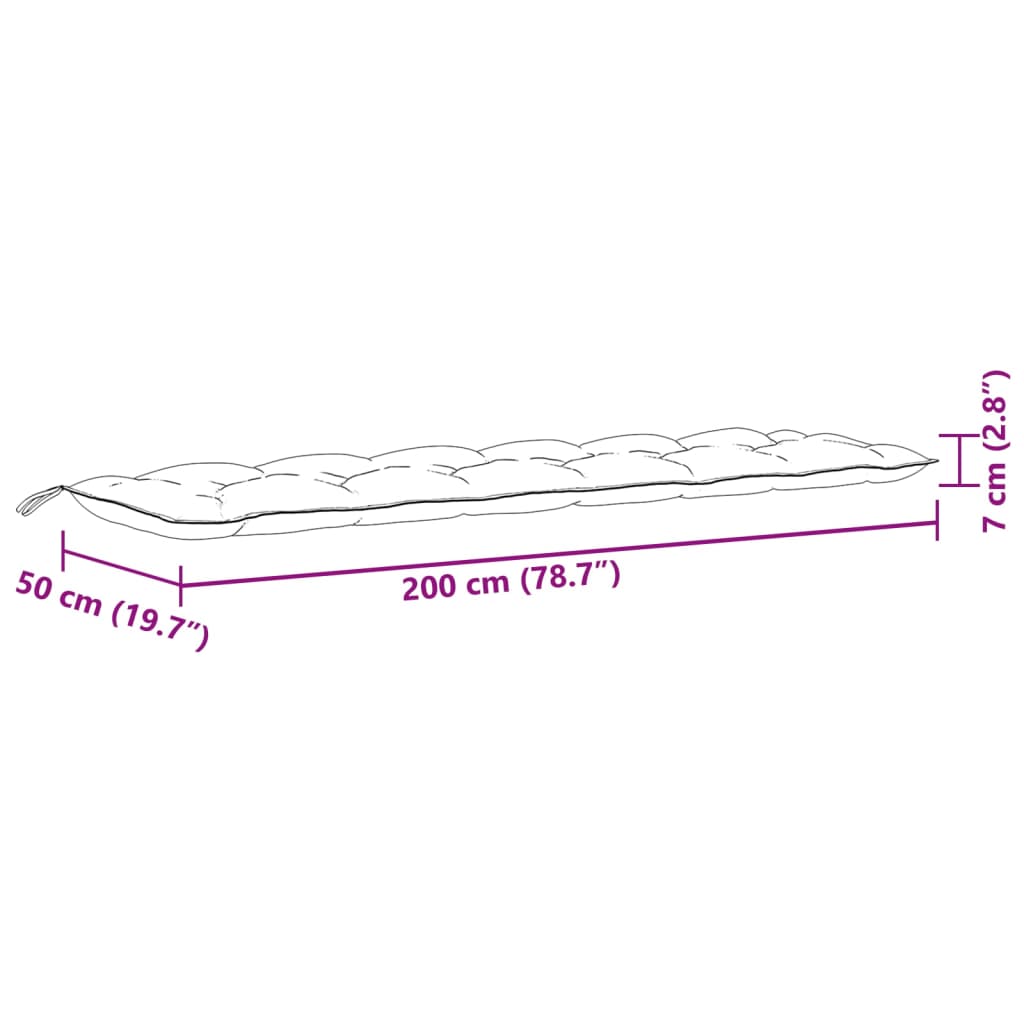 hynder til havebænk 2 stk. 200x50x7 cm stof meleret beige