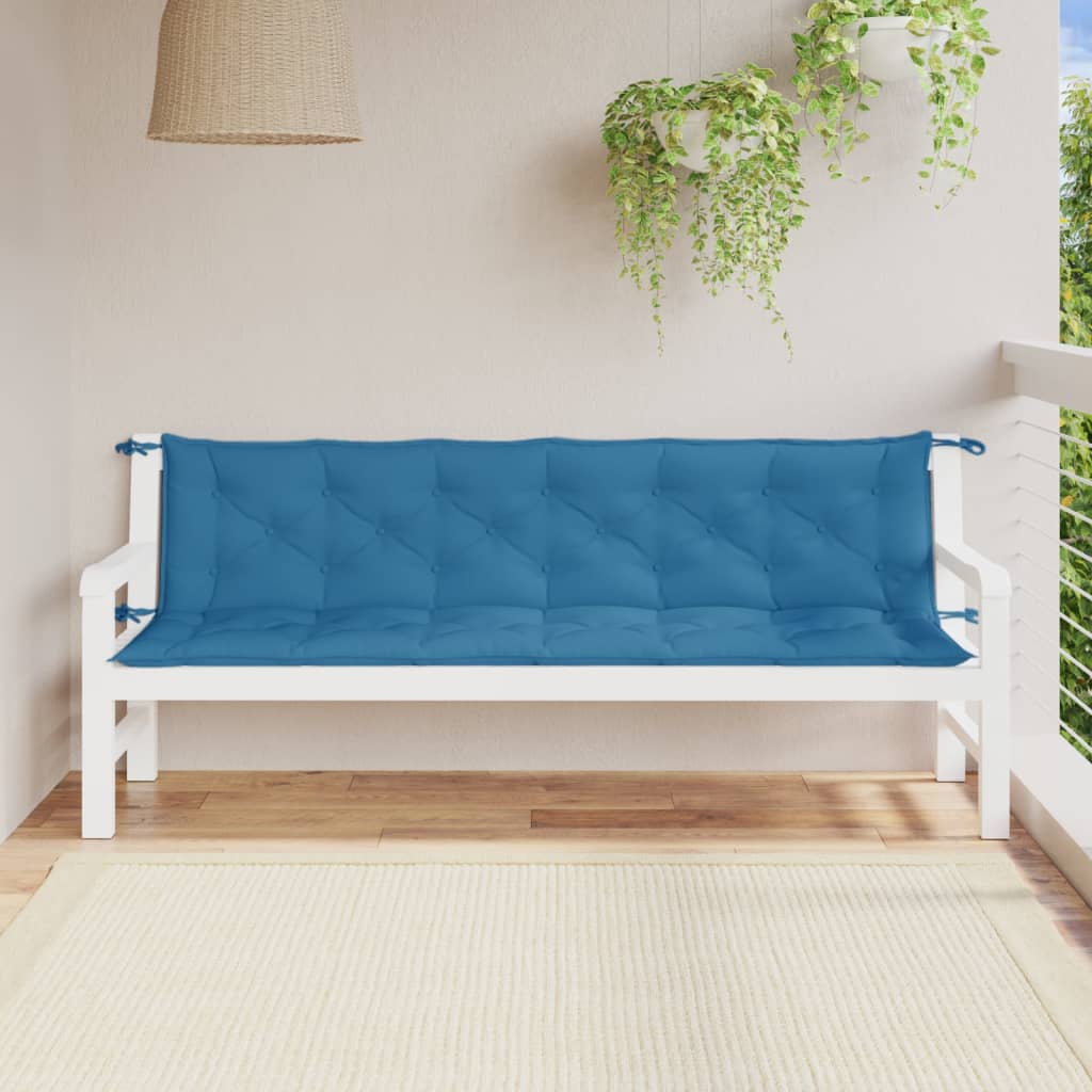 hynder til havebænk 2 stk. 200x50x7 cm stof meleret blå