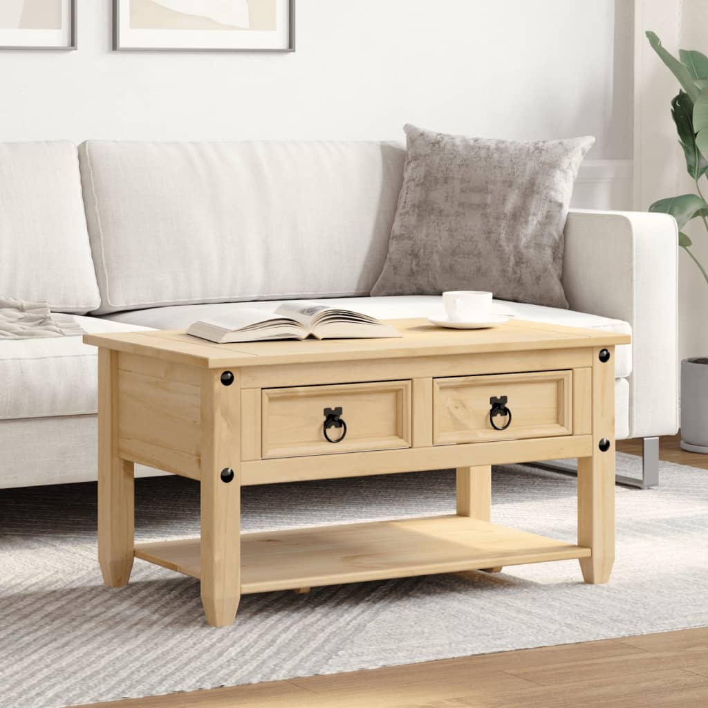 sofabord med skuffer Corona 85x50x45 cm massivt fyrretræ