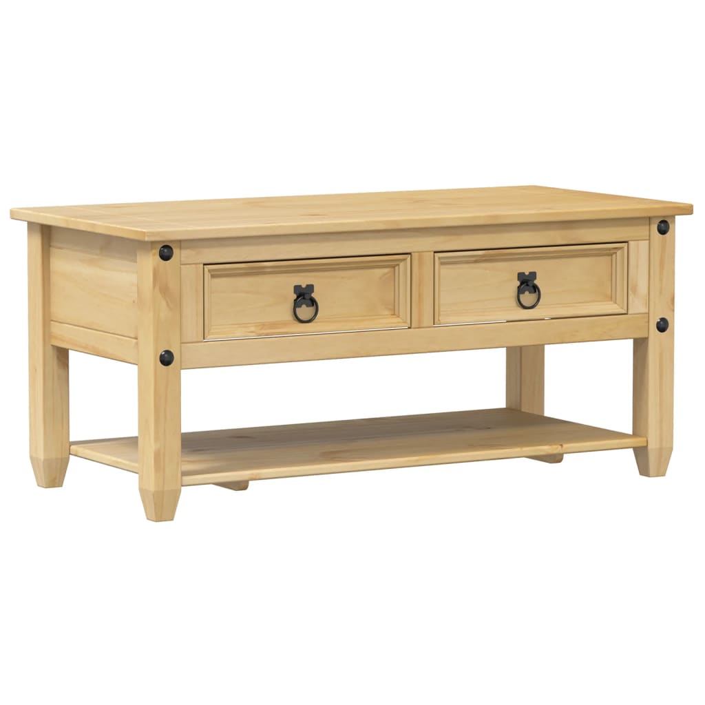 sofabord med skuffer Corona 100x48x45 cm massivt fyrretræ