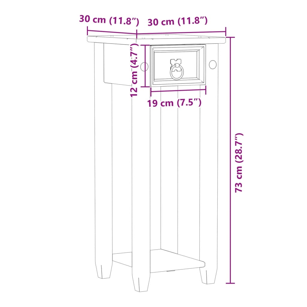 plantestativ Corona 30x30x73 cm massivt fyrretræ