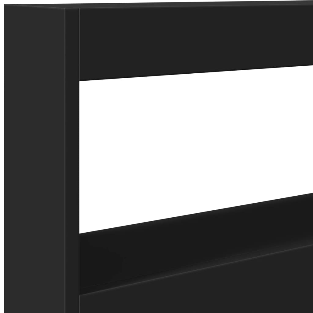 sengegavl med opbevaring og LED-lys 100x17x102 cm sort