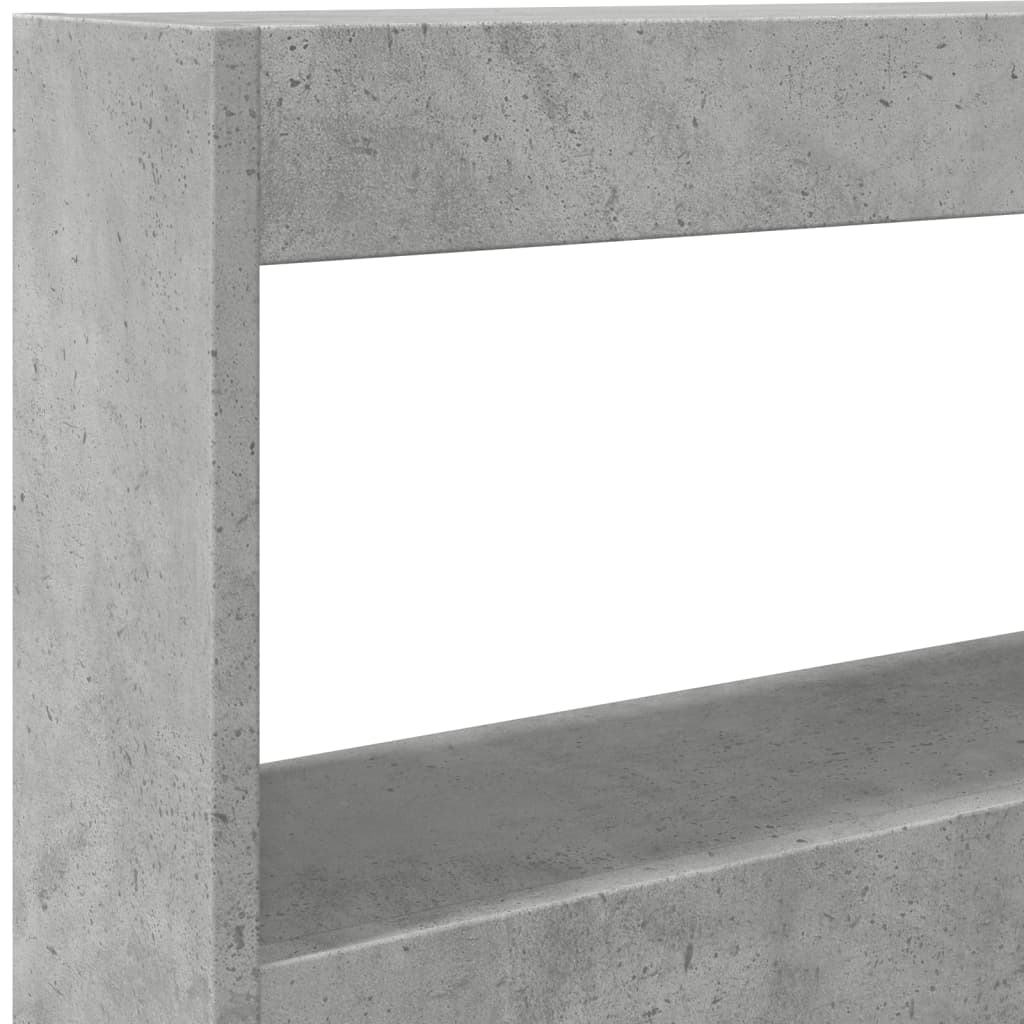 sengegavl med opbevaring og LED-lys 100x17x102 cm betongrå