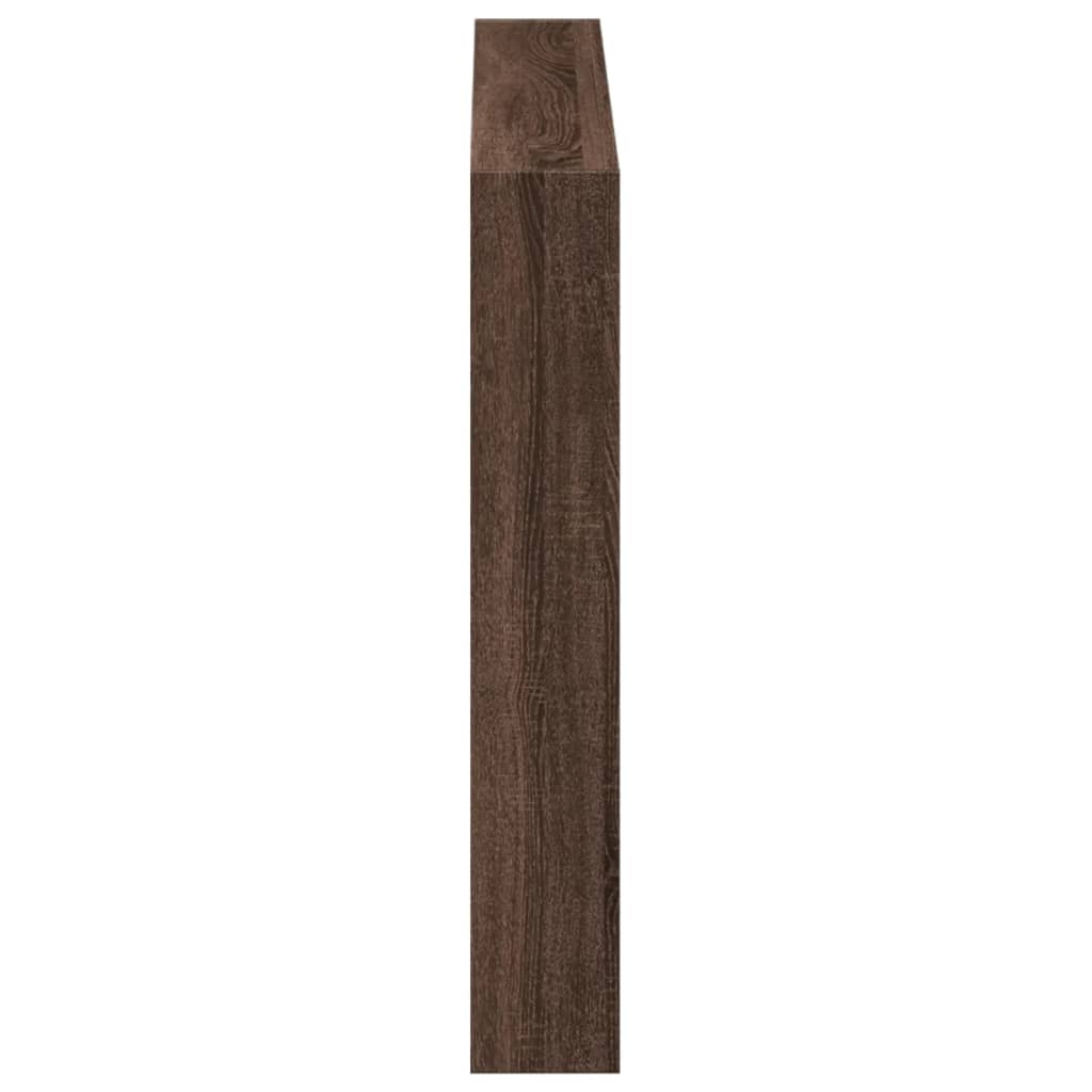 sengegavl med opbevaring og LED-lys 100x17x102 cm brunt eg