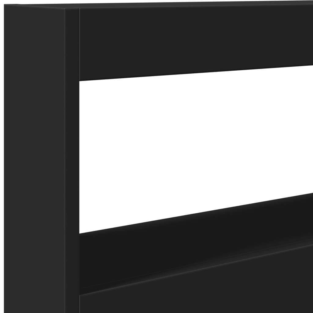 sengegavl med opbevaring og LED-lys 120x17x102 cm sort