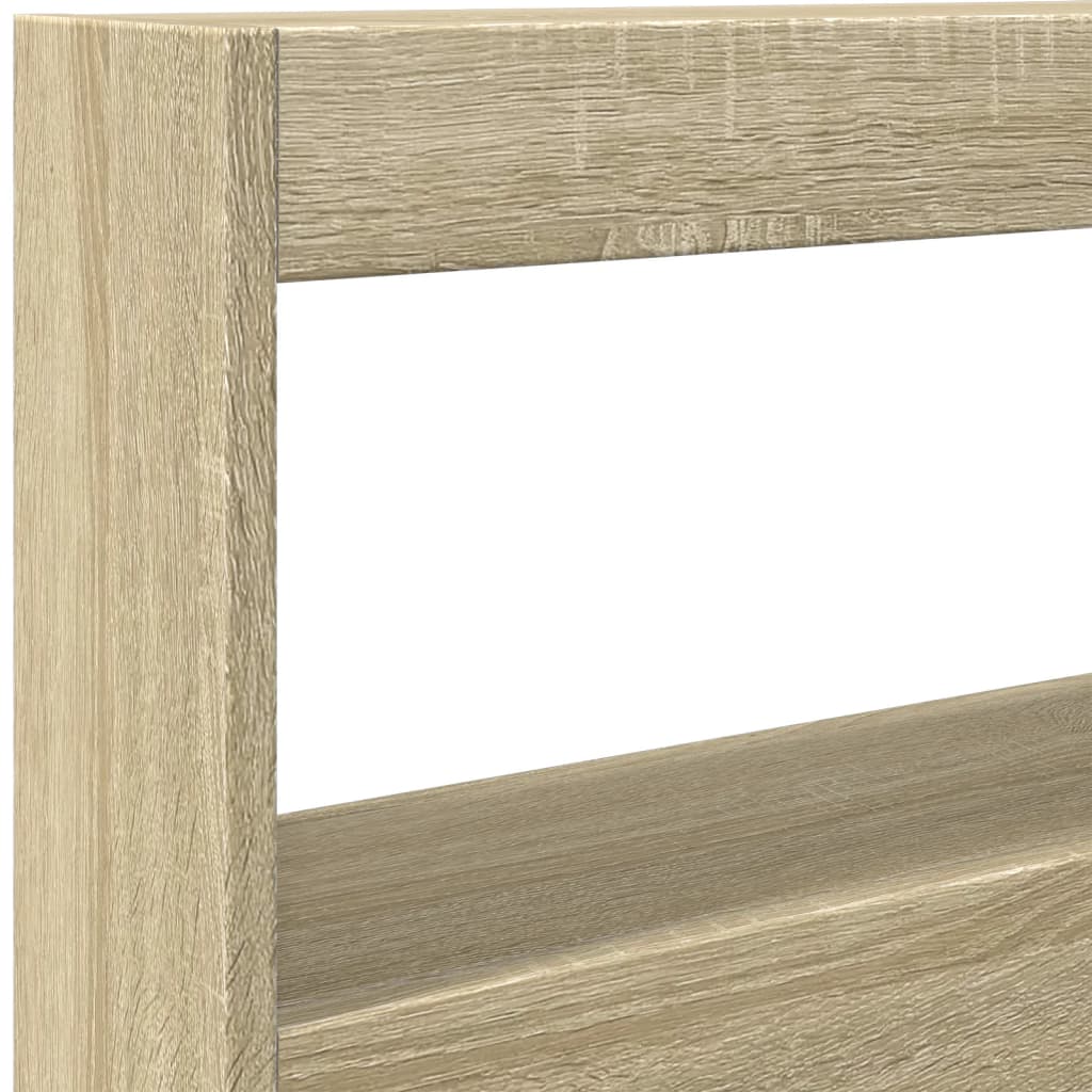 sengegavl med opbevaring og LED-lys 120x17x102 cm sonoma-eg