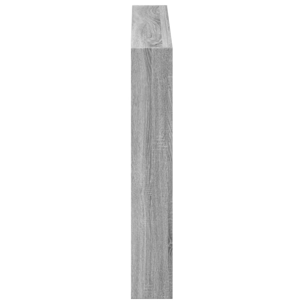 sengegavl med opbevaring og LED-lys 120x17x102 cm grå sonoma-eg