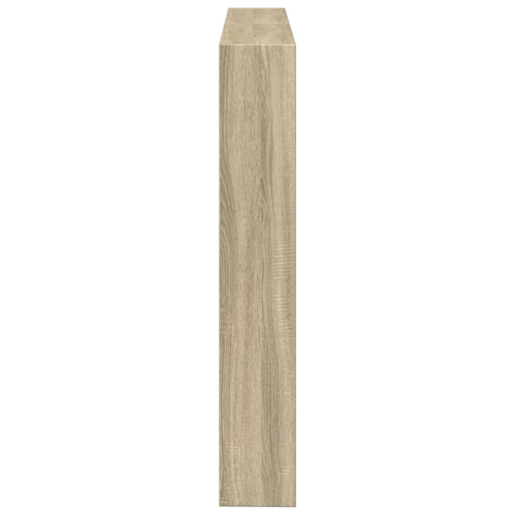 sengegavl med opbevaring og LED-lys 140x17x102 cm sonoma-eg