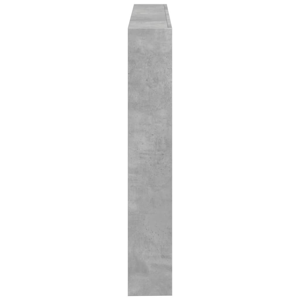 sengegavl med opbevaring og LED-lys 140x17x102 cm betongrå