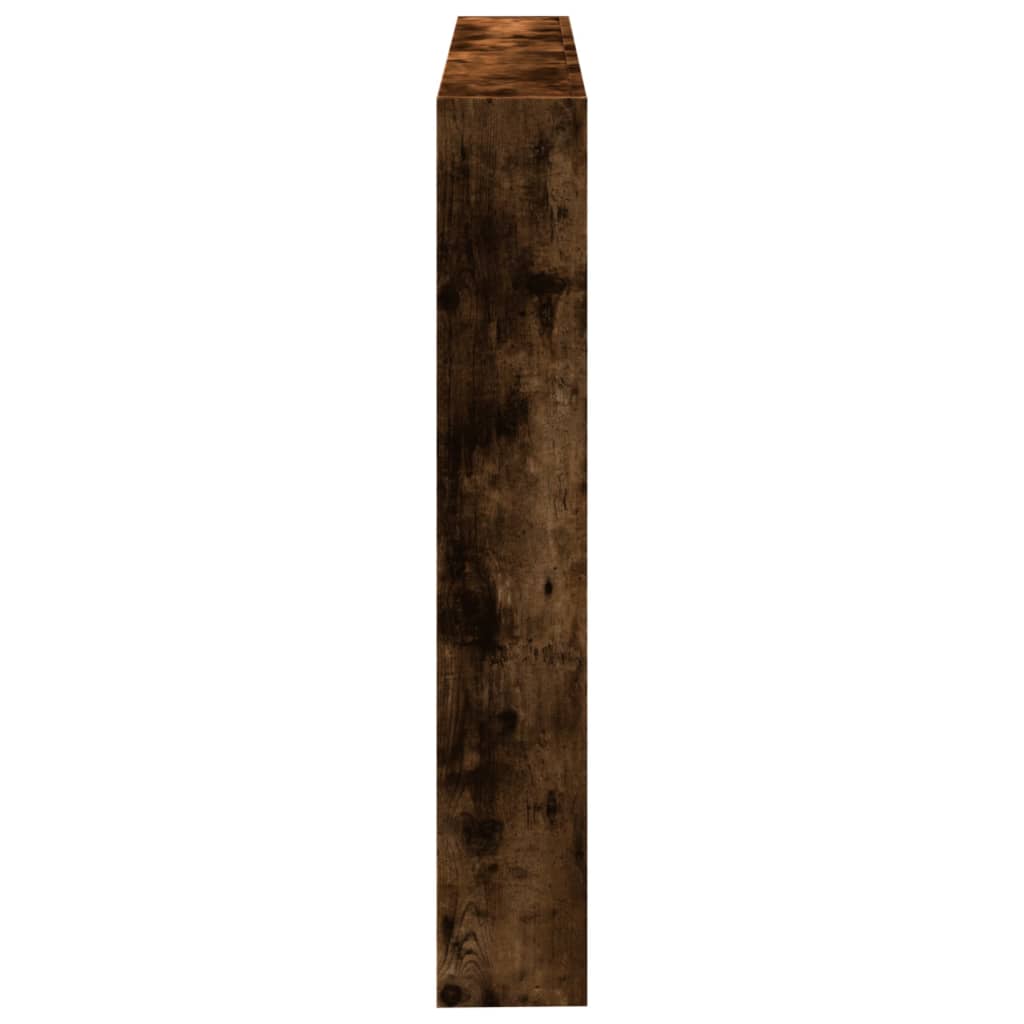 sengegavl med opbevaring og LED-lys 140x17x102 cm røget eg